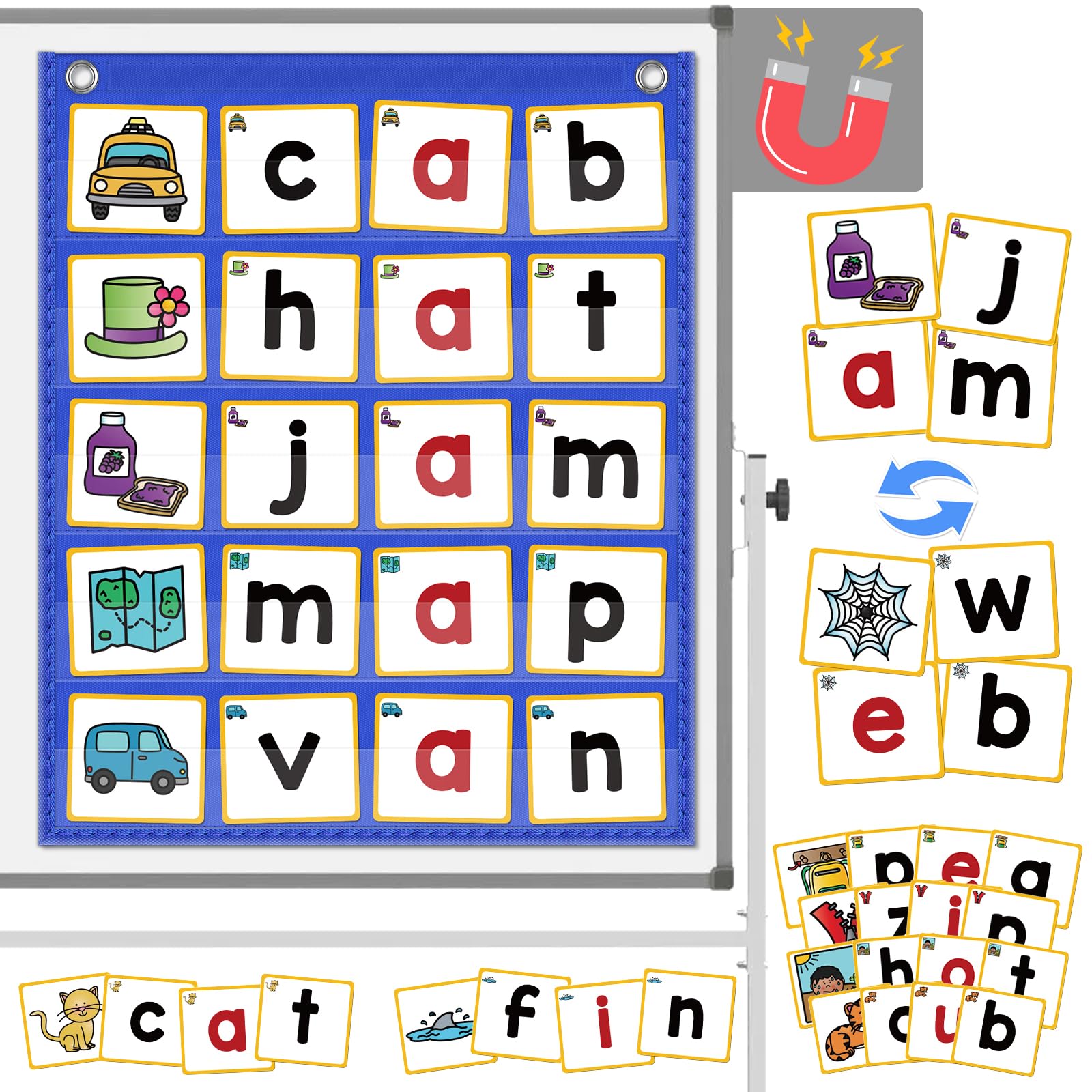Amazon.com: ABCxGOOD CVC Word Building Pocket Charts with 64